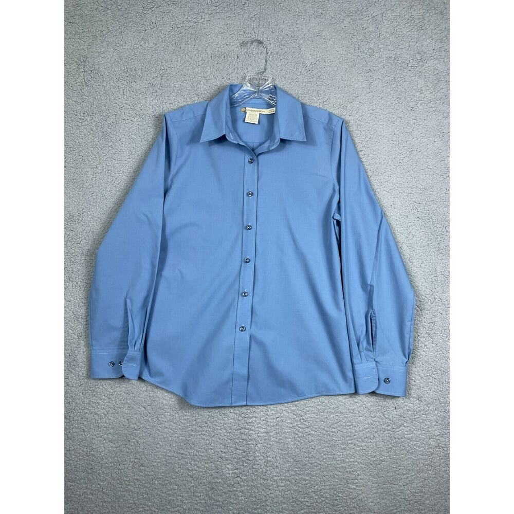 Linden Grey Womens Size M Blue Button Up Long Sleeve Shirt